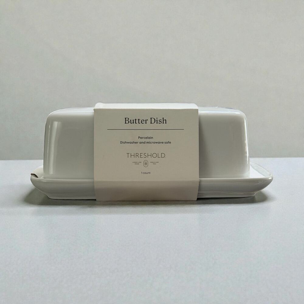 NWT Threshold stoneware Butter Dish White with lid